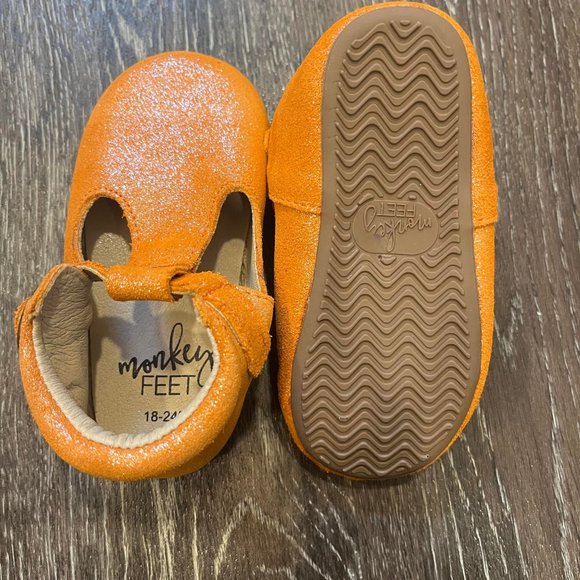 Orange Green Monkey Feet Shoes 18-24 Months - Picture 2 of 2